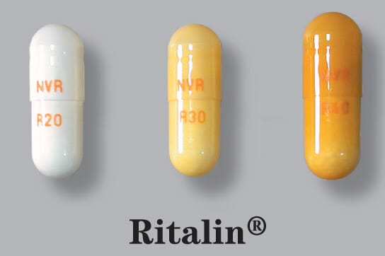 closeup of ritalin capsules