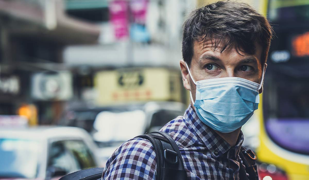 man wearing face mask during COVID-19 pandemic